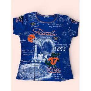 Florida State University Shirt Womens Medium Blue Short Sleeve College Y2K